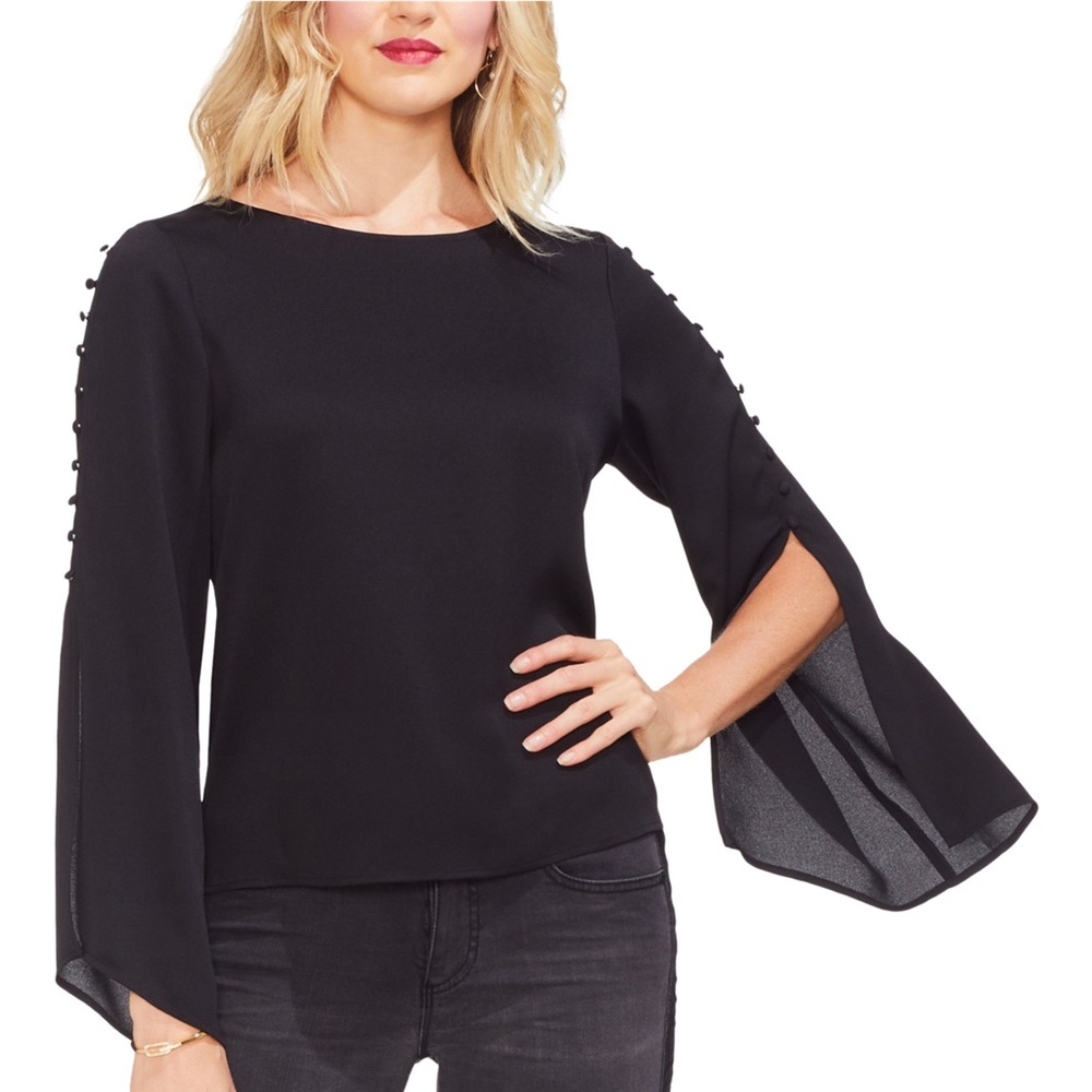 Vince Camino Button Bell Sleeve Blouse